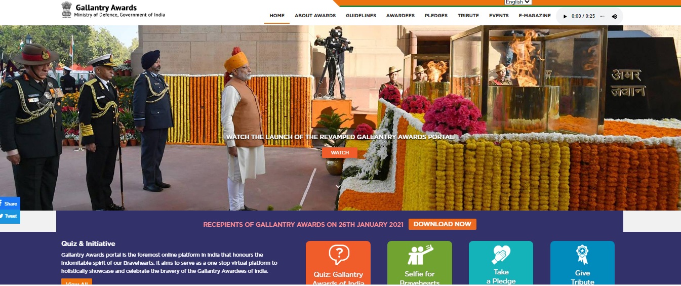 New Bravery Award Portal launched to honor the immortal contributions of India's courageous gallantry award winners
