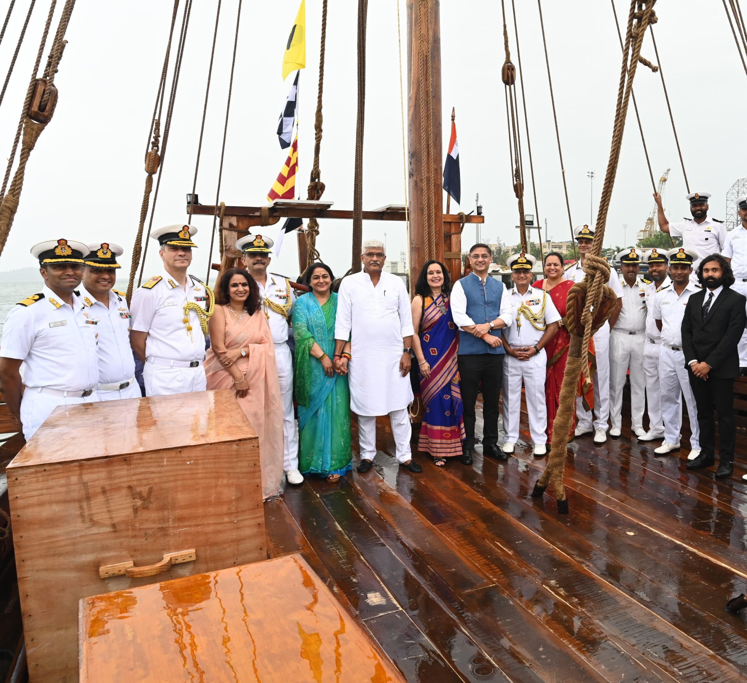 Traditionally sewn ancient ship 'INSV Koundinayya' inducted into Indian Navy
