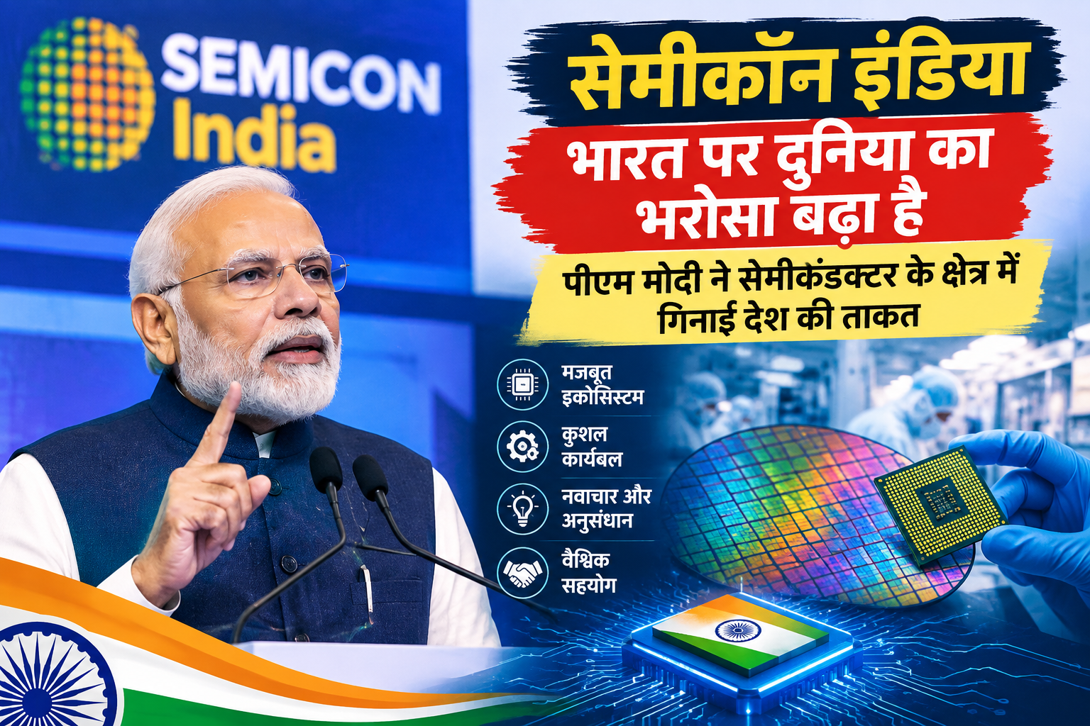 सेमीकॉन इंडिया भारत पर दुनिया का भरोसा बढ़ा है, पीएम मोदी ने सेमीकंडक्टर के क्षेत्र में गिनाई देश की ताकत